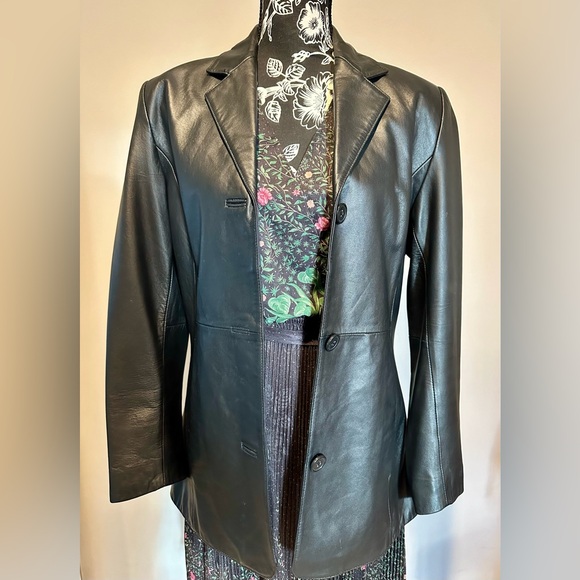 Vintage 90’s black leather jacket - Picture 1 of 7